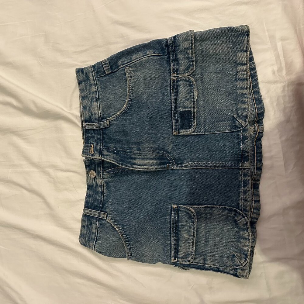 denim mini skirt